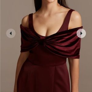 Black velvet off the shoulder bow wrap